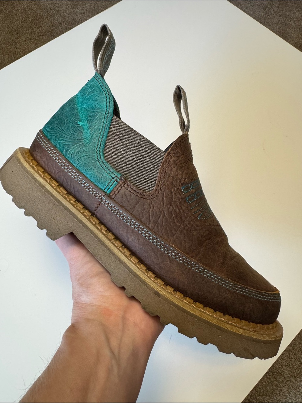 Georgia Boot Giant Romeo Limited Edition leather brown/teal Women’s size 7.5